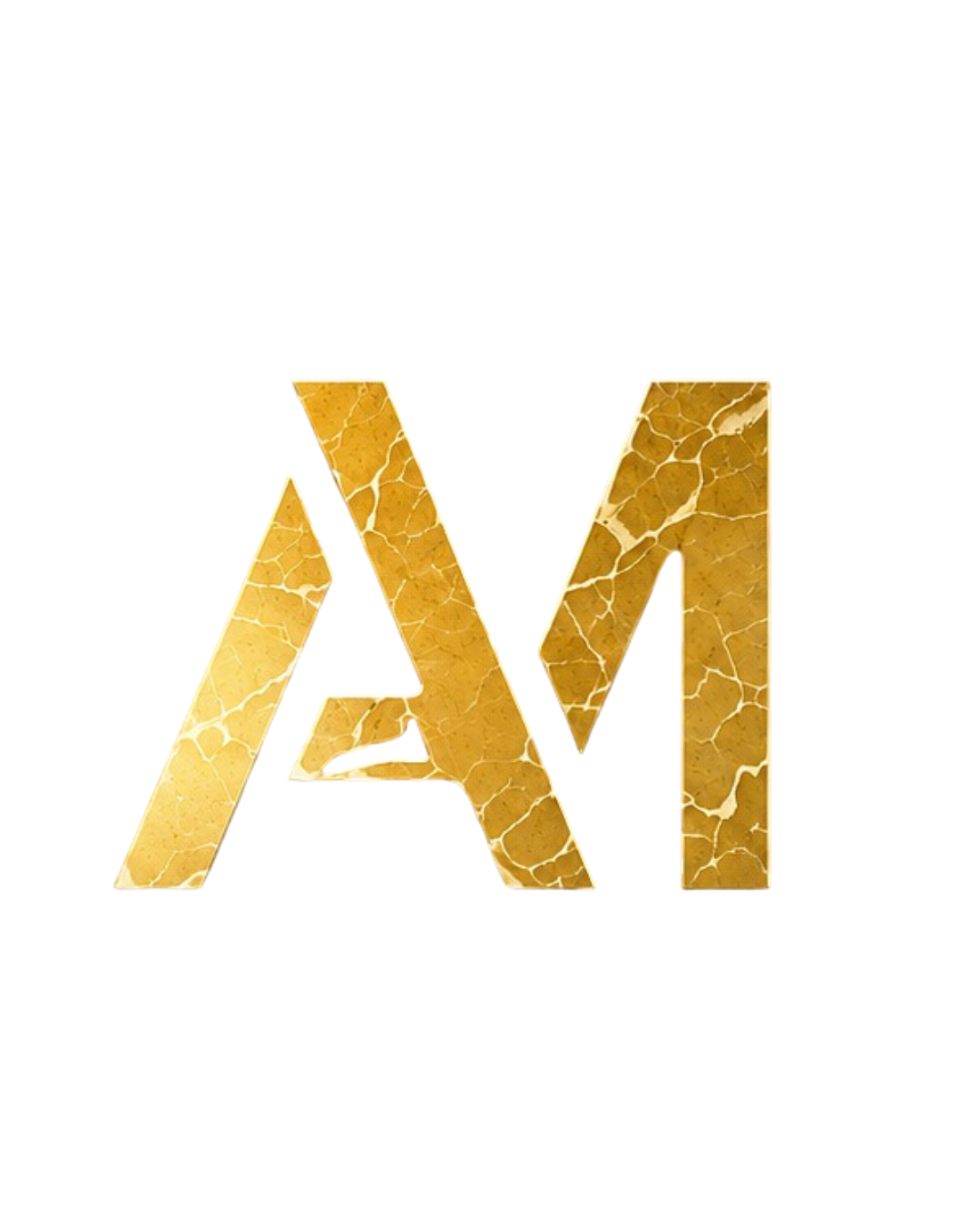Monograma ALLA MÁRMORES em mármore dourado